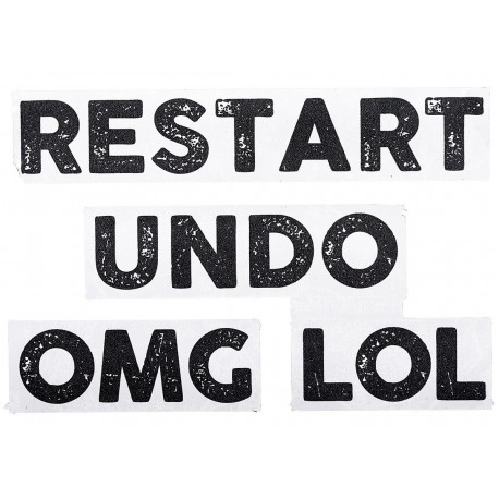sticker mural 'RESTART. UNDO. OMG. LOL.' sticker mural 'RESTART. UNDO. OMG. LOL.'