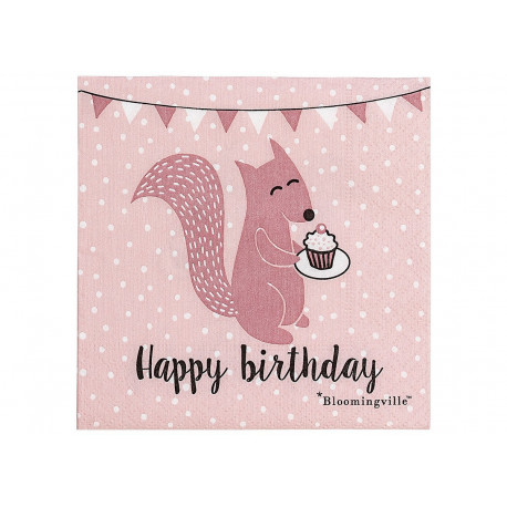 set de serviettes roses 'happy birthday' set de serviettes roses 'happy birthday'