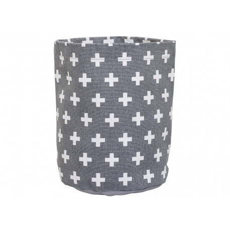 panier de rangement en coton gris à croix panier de rangement en coton gris à croix