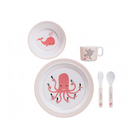set repas en mélamine Ida rose - 5pc set repas en mélamine Ida rose - 5pc