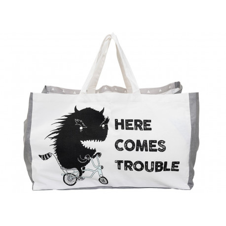 sac à main en coton monstre 'Here comes trouble' sac à main en coton monstre 'Here comes trouble'
