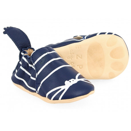 chaussons bébé souples Blumoo 'marin encre/blanc' chaussons bébé souples Blumoo 'marin encre/blanc'