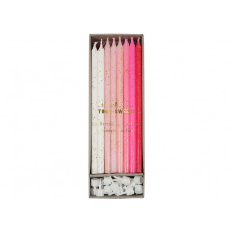 set de 24 bougies roses à paillettes set de 24 bougies roses à paillettes