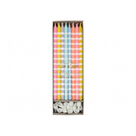 set de 24 bougies pastel à rayures set de 24 bougies pastel à rayures