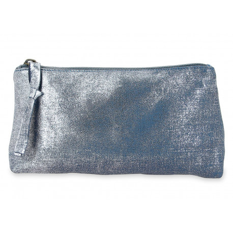 trousse en cuir 'denim/filament argent' trousse en cuir 'denim/filament argent'