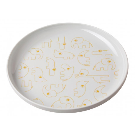 assiette grise en mélamine 'Yummy' à motifs dorés assiette grise en mélamine 'Yummy' à motifs dorés