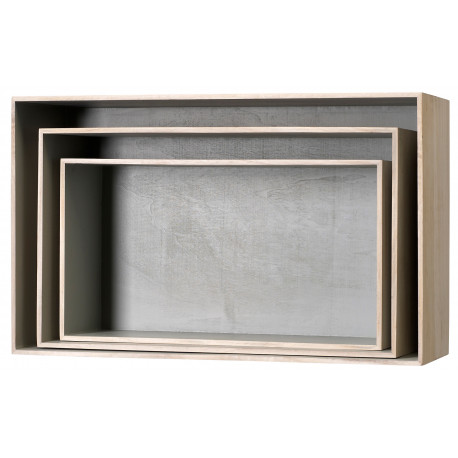 set de 3 étagères rectangulaires grises en bois set de 3 étagères rectangulaires grises en bois