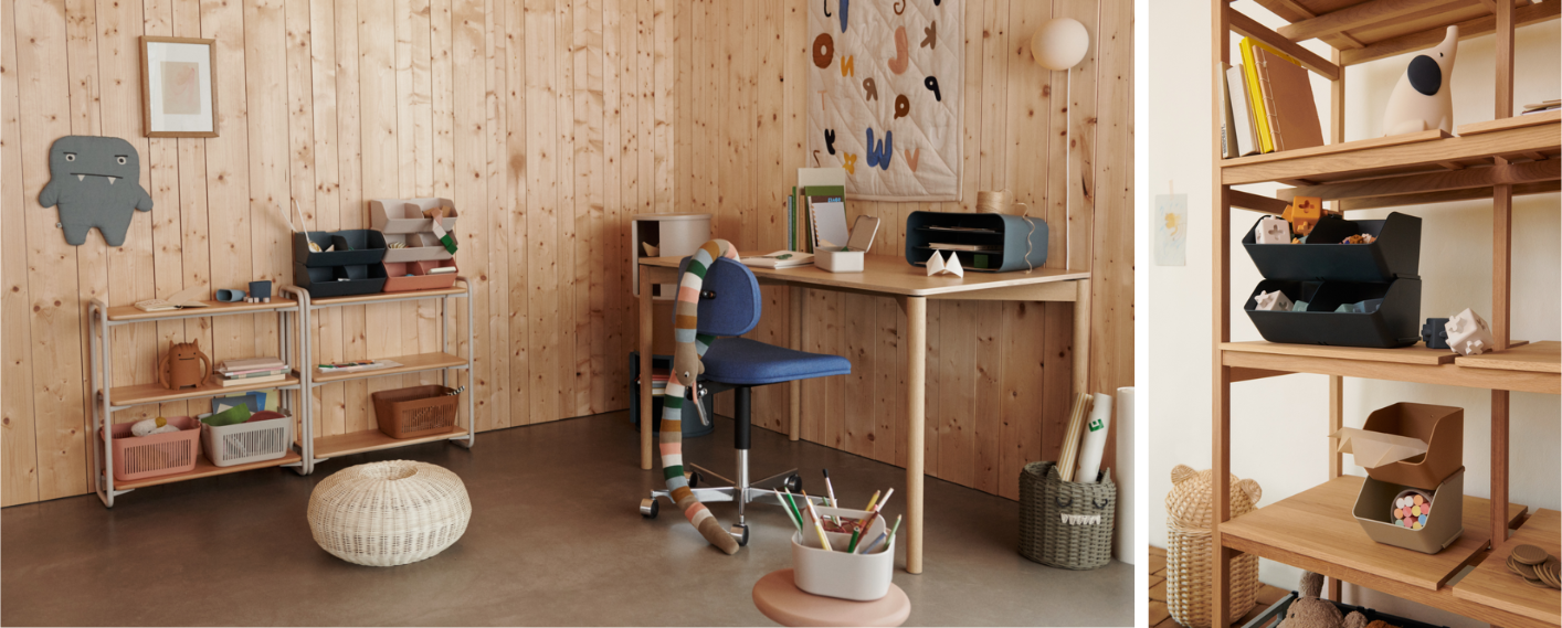 bureau décoré de produits liewood