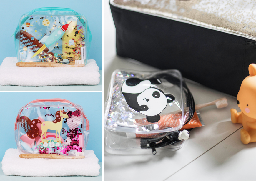 sleepover essentials kinder koffers toilettasjes reizen met kinderen