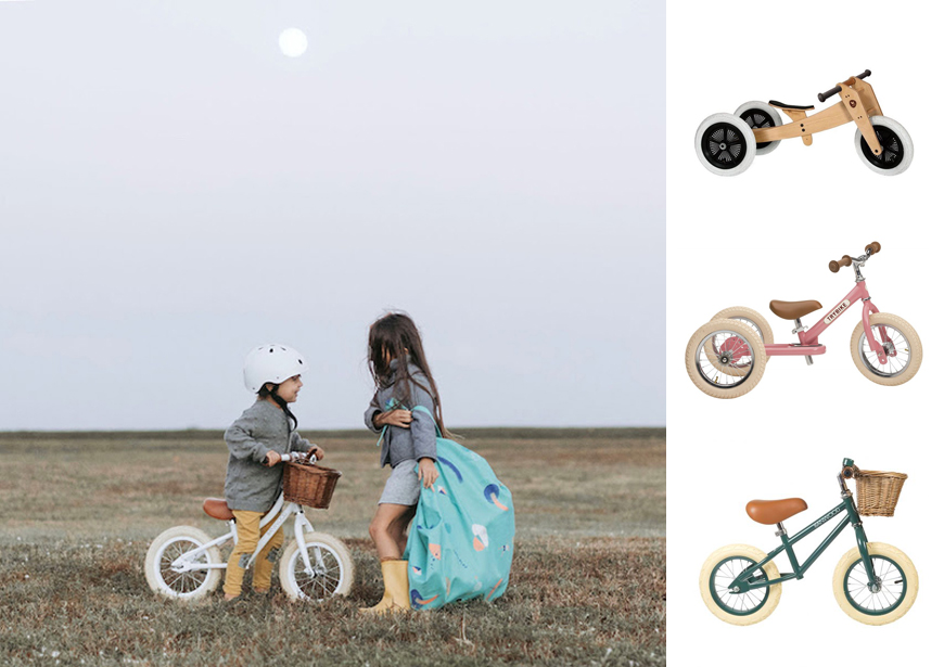 herfsttips fiets loopfiets voor kinderen eerste fiets herfst cadeau banwood, trybike wishbone