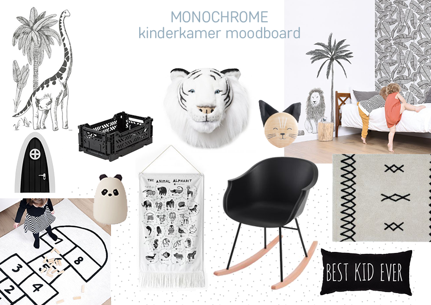 zwart wit kinderkamer moodboard