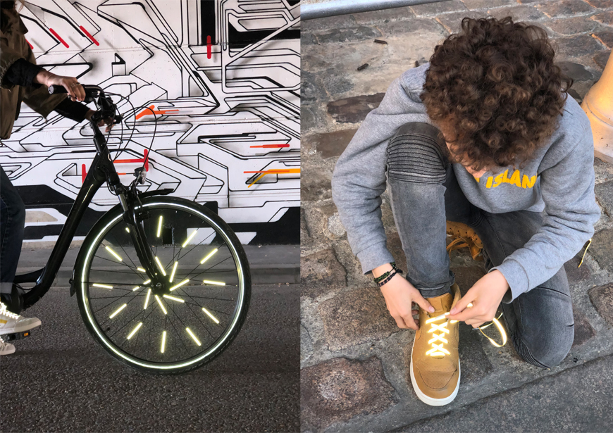 refelcterende fluo veters fiets accessoires zichtbaar in het verkeer kinderen