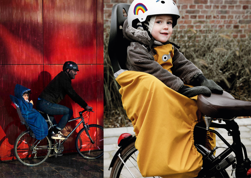rainette fietsaccessoires fietskledij regenkledij kinderen fiets fluo reclecterend zichtbaar op de fiets