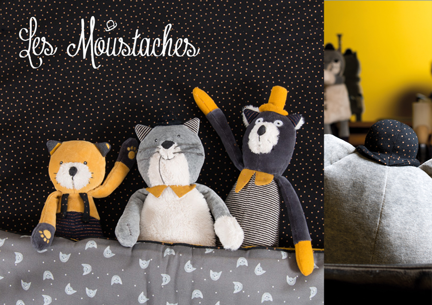 Moulin Roty - Les Moustaches katten knuffels heerlijke cadeautjes